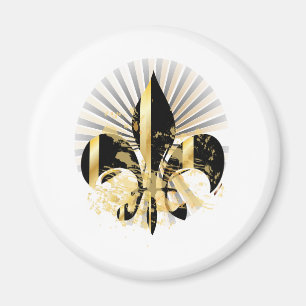黒と金ゴールドの(紋章の)フラ・ダ・リ マグネット