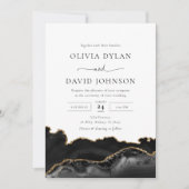 黒と金ゴールドのAgateフォト結婚式招待状 招待状 (正面)