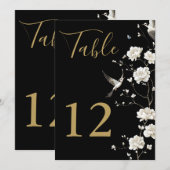 黒と金ゴールドのChinoiserieフローラテーブル番号 招待状 (正面/裏面)