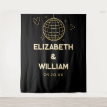 黒と金ゴールドのGroovy Disco結婚の写真の背景