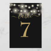 黒と金ゴールドのLightsテーブル番号 招待状 (裏面)