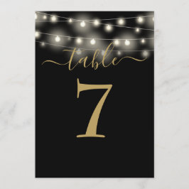 黒と金ゴールドのLightsテーブル番号 招待状