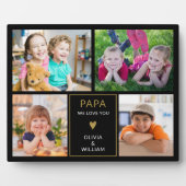 黒と金ゴールドのPapa私たちはあなたを愛する4写真コラージュ フォトプラーク (正面)