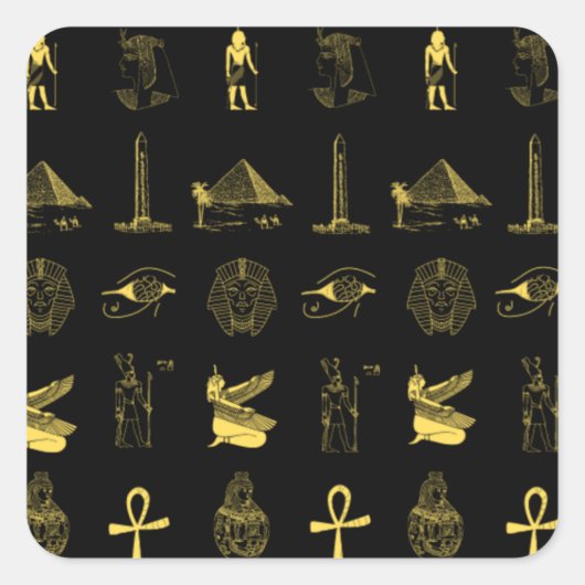 黒と金ゴールドのPharaonicスタンプ スクエアシール (正面)