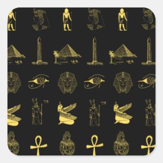 黒と金ゴールドのPharaonicスタンプ スクエアシール