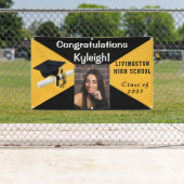 黒と金ゴールドのVinyl卒業写真 横断幕 (インサイチュ)