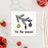 黒と金ゴールドはシーズン松弓オーナメント スタンダードカクテルナプキン (インサイチュ)