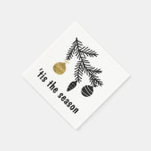 黒と金ゴールドはシーズン松弓オーナメント スタンダードカクテルナプキン (角)