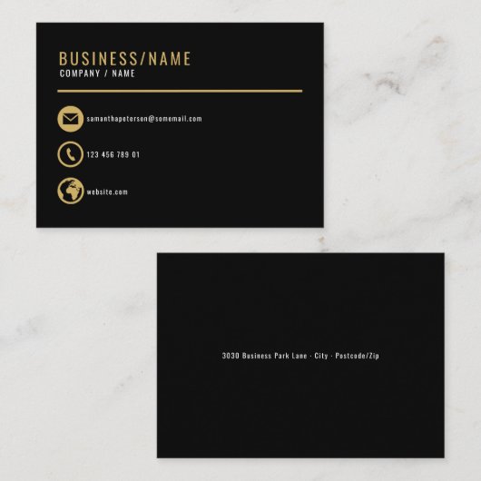 黒と金ゴールドアイコン名刺。名刺 名刺 (正面/裏面)
