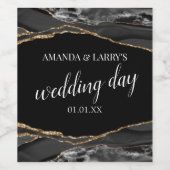 黒と金ゴールドアガテ大理石ワインラベル ワインラベル (シングルラベル)