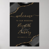 黒と金ゴールドアゲートコーナー24x36結婚の歓迎 ポスター (正面)