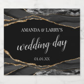 黒と金ゴールドアゲート大理石きらめくワインラベル スパークリングワインラベル (シングルラベル)