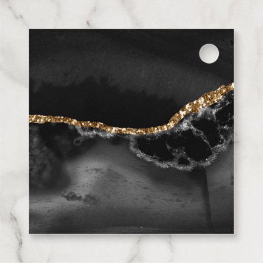 黒と金ゴールドアゲート結婚の感謝メッセージカード フェイバータグ (裏面)