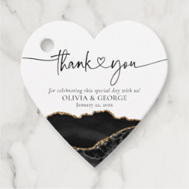黒と金ゴールドアゲート結婚トのハートメッセージカード フェイバータグ
