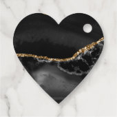 黒と金ゴールドアゲート結婚トのハートメッセージカード フェイバータグ (裏面)