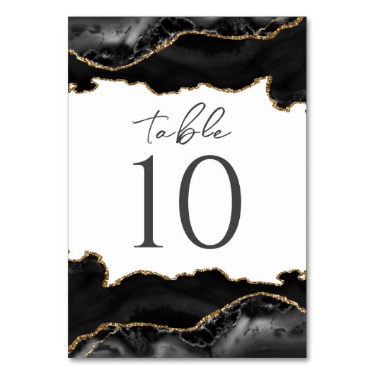 黒と金ゴールドアゲ結婚ートのテーブルカード テーブルナンバー (裏面)