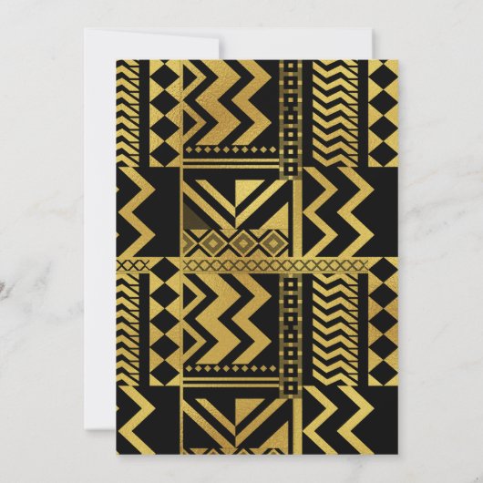 黒と金ゴールドアフリカ部族の赤ちゃんシャワー 招待状 (裏面)