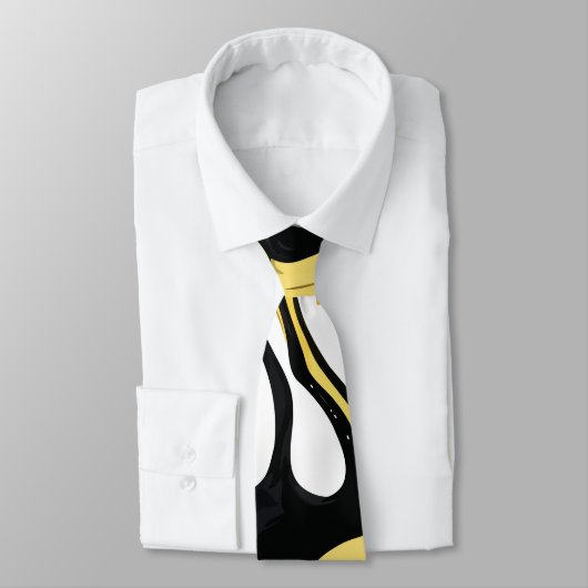 黒と金ゴールドアルコールインク大理石テクスチャ ネクタイ (タイ)