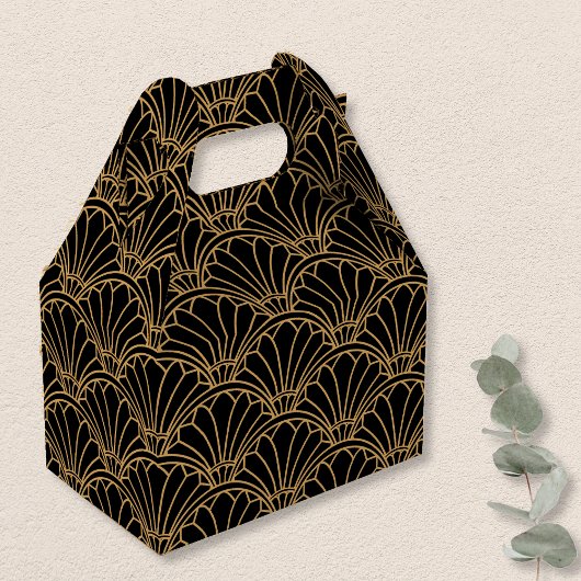 黒と金ゴールドアールデコ扇花モチーフ フェイバーボックス