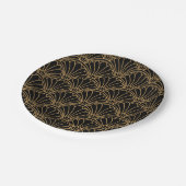 黒と金ゴールドアールデコ扇花モチーフ ペーパープレート (アングル)