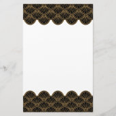 黒と金ゴールドアールデコ扇花モチーフ 便箋 (正面)