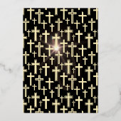 黒と金ゴールドイエズスすべての宗教大事な行事を渡る 箔招待状 (裏面)