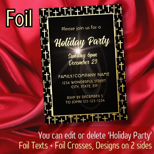 黒と金ゴールドイエズスすべての宗教大事な行事を渡る 箔招待状