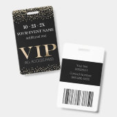 黒と金ゴールドイベントVIPパス バッジ (正面＆裏面)