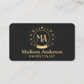 黒と金ゴールドウィッチーモノグラムヘアスタイリスト 名刺 (正面)