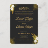 黒と金ゴールドエレガモダンントウェディングお祝い エンクロージャーカード (裏面)