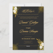 黒と金ゴールドエレガモダンントウェディングお祝い シーズンカード (裏面)