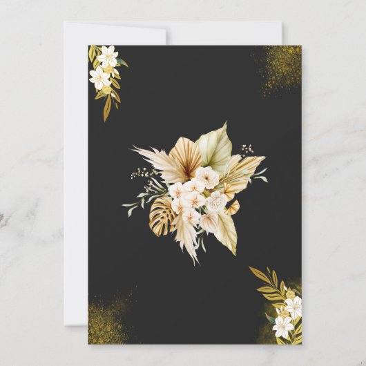 黒と金ゴールドエレガモダンントウェディングお祝い 招待状 (裏面)