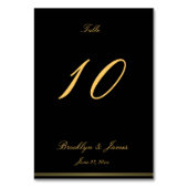 黒と金ゴールドエレガントなウェディングテーブルカード テーブルナンバー (裏面)