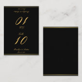 黒と金ゴールドエレガントなウェディングテーブル番号カード プレイスカード (正面/裏面)
