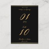 黒と金ゴールドエレガントなウェディングテーブル番号カード プレイスカード (正面)
