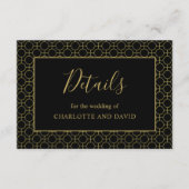 黒と金ゴールドエレガントなウェディング詳細 エンクロージャーカード (正面)