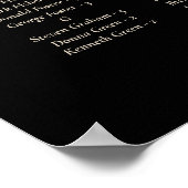 黒と金ゴールドエレガントな結婚式の座席表の看板 ポスター (角)