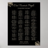 黒と金ゴールドエレガントな結婚式の座席表の看板 ポスター (正面)