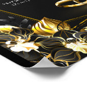 黒と金ゴールドエレガントな結婚式 ポスター (角)