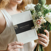 黒と金ゴールドエレガントのボタモダンニカル結婚ズ 招待状ベリーバンド