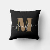 黒と金ゴールドエレガントのモノグラム名 クッション (裏面)
