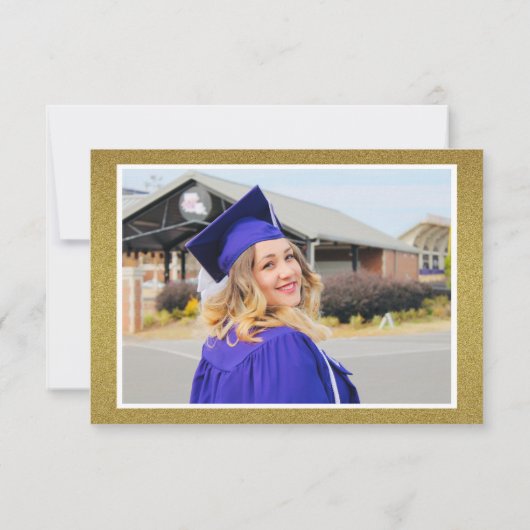 黒と金ゴールドエレガントの大学院写真卒業 サンキューカード (裏面)