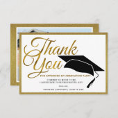 黒と金ゴールドエレガントの大学院写真卒業 サンキューカード (正面/裏面)