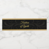 黒と金ゴールドエレガントの水の泉 ペットボトルラベル (シングルラベル)