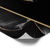 黒と金ゴールドエレガントの結婚歓迎サイン ポスター (角)