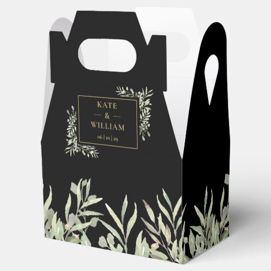 黒と金ゴールドエレガントの緑結婚色 フェイバーボックス (オープン)