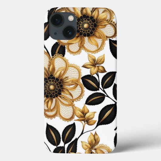 黒と金ゴールドエレガントの花柄 Case-Mate iPhoneケース (裏面)