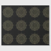 黒と金ゴールドエレガントの魔女の花 ラッピングペーパー (フラット)