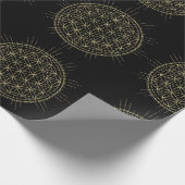 黒と金ゴールドエレガントの魔女の花 ラッピングペーパー (角)