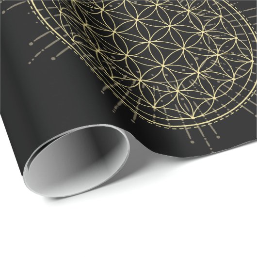 黒と金ゴールドエレガントの魔女の花 ラッピングペーパー (ロールコーナー)